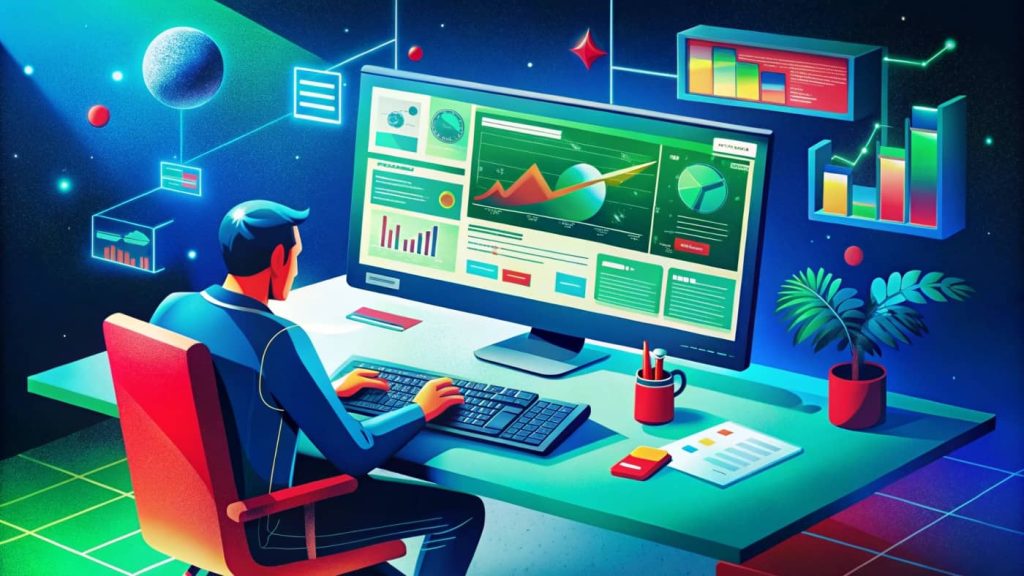 User creating a professional infographic using Canva AI tools like Magic Write and Magic Design on a computer.