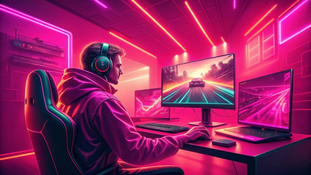 Gamer enjoying ultra-fast browsing and gaming performance with Opera GX browser.