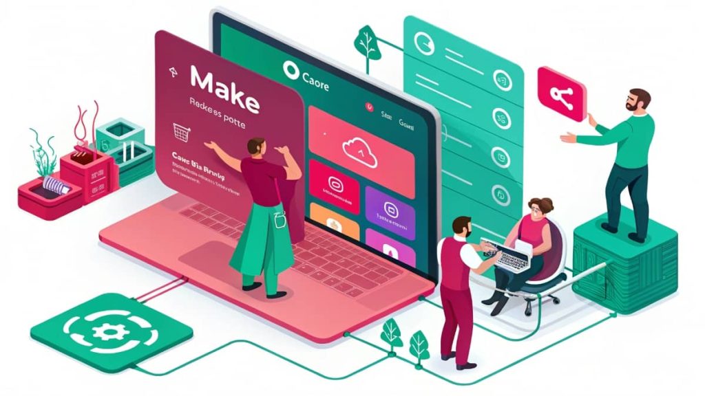 Make.com visual workflow builder automating complex tasks across apps