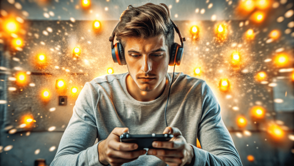 Gamer maintaining focus while avoiding online distractions.